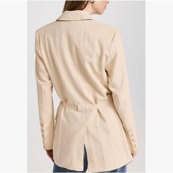 Free People Blazer Womens Small Beige Linen Notch Collar Formal Business Jacket - Picture 2 of 9